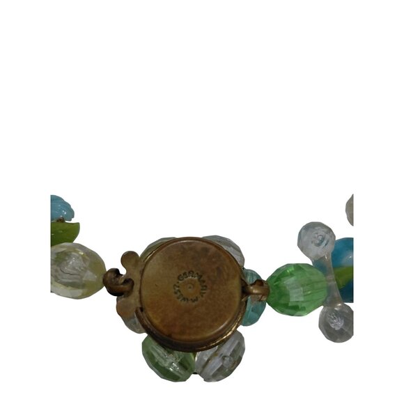 Vintage West Germany Pastel Floral Beaded Necklace With Clear Beads Box Clasp 22 - Picture 4 of 9